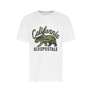 AÉROPOSTALE Shirt  bílá / olivová / tmavě zelená
