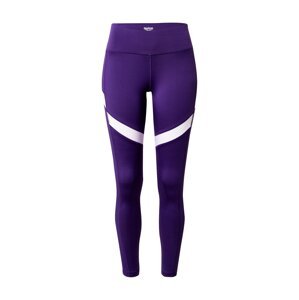 REEBOK Sportovní kalhoty  tmavě fialová / bílá