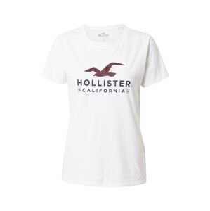 HOLLISTER Tričko  bílá / námořnická modř / bordó