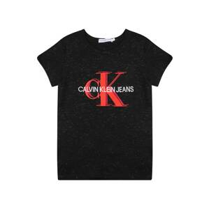 Calvin Klein Jeans Tričko  černý melír / světle červená / červená / bílá