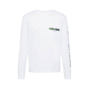 Calvin Klein Jeans Tričko  bílá / šedá / tmavě zelená