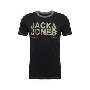 JACK & JONES Tričko 'ART'  černá / šedá / olivová / oranžová