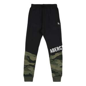 Abercrombie & Fitch Kalhoty  černá / khaki / světle zelená