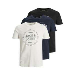 JACK & JONES Tričko  bílá / tmavě modrá / černá