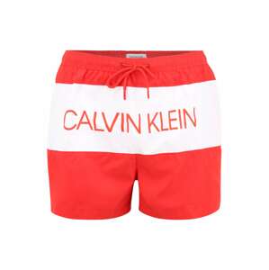 Calvin Klein Swimwear Plavecké šortky 'DRAWSTRING'  světle červená / bílá