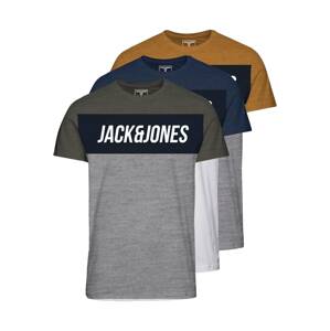 Jack & Jones Junior Tričko 'Temp' námořnická modř / hořčicová / šedý melír / khaki / bílá
