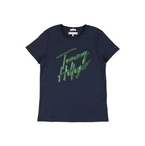 TOMMY HILFIGER Tričko námořnická modř / trávově zelená / bílá