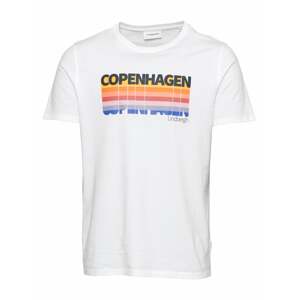 Lindbergh Tričko 'Copenhagen'  bílá / tmavě modrá / žlutá / oranžová
