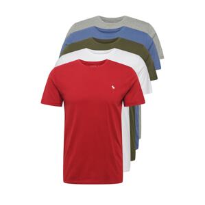 Abercrombie & Fitch Tričko  červená / bílá / khaki / královská modrá / šedý melír
