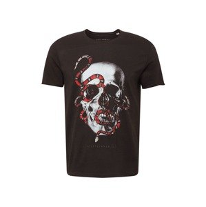 EINSTEIN & NEWTON Tričko 'Lux Skull'  černá / světle šedá / červená