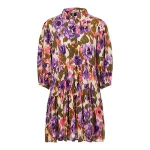 Y.A.S Košilové šaty 'Caleia'  tmavě fialová / bílá / khaki / růžová / žlutá