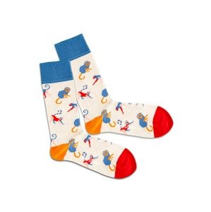 DillySocks Socken 'Baboon Sand'  béžová / nebeská modř / červená / oranžová / mix barev