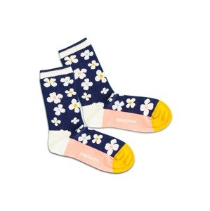DillySocks Ponožky 'Floral Night' námořnická modř / zlatě žlutá / růžová / bílá