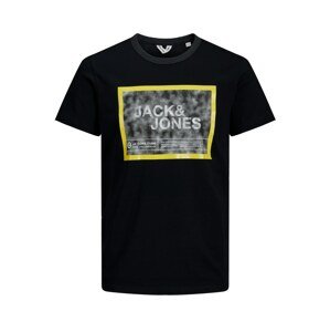 Jack & Jones Junior Tričko 'Fikes'  černá / čedičová šedá / žlutá