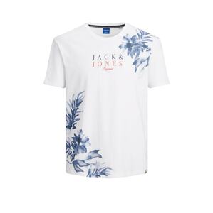 Jack & Jones Plus Tričko 'CALIFLO'  bílá / námořnická modř / grenadina