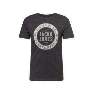JACK & JONES Tričko  šedá / grafitová / bílá