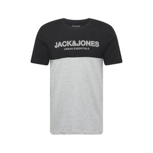 JACK & JONES Tričko  šedý melír / černá / bílá
