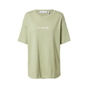 NU-IN Oversized tričko 'Be Yourself'  pastelově zelená / bílá