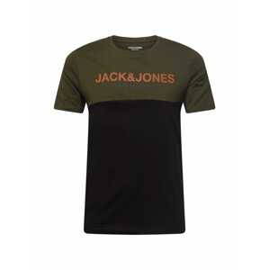 JACK & JONES Tričko  grafitová / olivová / oranžová / černá