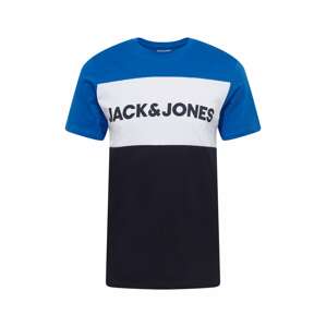 JACK & JONES Tričko  noční modrá / královská modrá / bílá