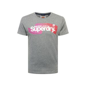 Superdry Tričko  šedý melír / bílá / pink / červená