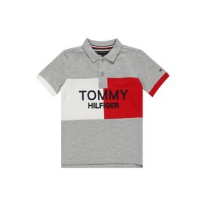 TOMMY HILFIGER Tričko  šedý melír / bílá / červená / noční modrá