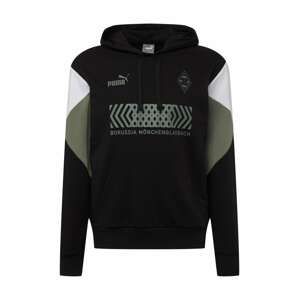 PUMA Sportovní mikina 'Borussia Mönchengladbach'  černá / khaki / bílá