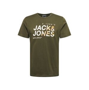 JACK & JONES Tričko  tmavě zelená / bílá / jasně oranžová / fialová