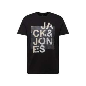 JACK & JONES Tričko 'SPACE'  černá / bílá / šedá / režná