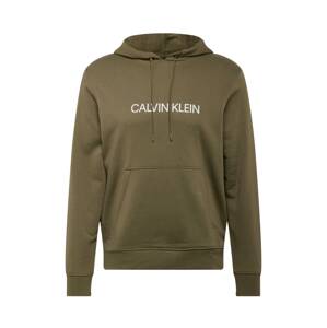 Calvin Klein Performance Sportovní mikina  khaki / bílá