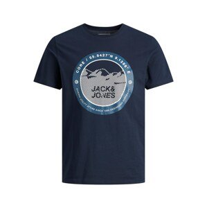 Jack & Jones Plus Tričko 'Bilo'  námořnická modř / bílá / noční modrá