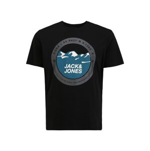 Jack & Jones Plus Tričko 'BILO'  černá / svítivě modrá / šedá / bílá