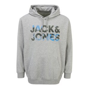 Jack & Jones Plus Mikina 'Soldier'  světle šedá / světlemodrá / khaki