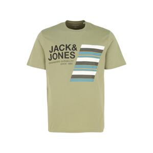 Jack & Jones Plus Tričko 'RACK'  khaki / černá / bílá / modrá / tmavě šedá