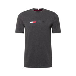 Tommy Sport Funkční tričko  tmavě šedá / bílá / červená