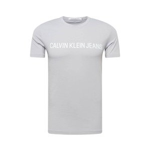 Calvin Klein Jeans Tričko  stříbrně šedá / bílá