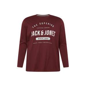Jack & Jones Plus Tričko 'HERRO'  krvavě červená / bílá