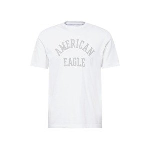 American Eagle Tričko  šedá / bílá