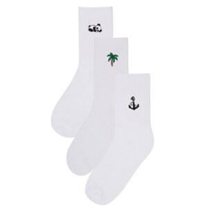 Mikon Ponožky  bílá / zelená / hnědá / černá