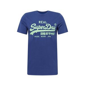 Superdry Tričko 'American Classic'  královská modrá / pastelově zelená