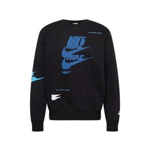 Nike Sportswear Mikina  černá / modrá / bílá
