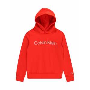 Calvin Klein Jeans Mikina  oranžově červená / stříbrná