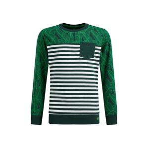 WE Fashion Tričko  tmavě zelená / zelená / bílá