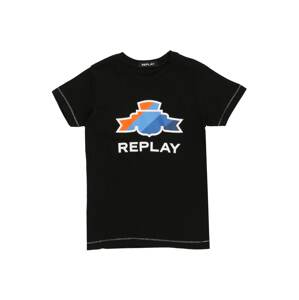 REPLAY & SONS Tričko  černá / bílá / oranžová / světlemodrá / námořnická modř