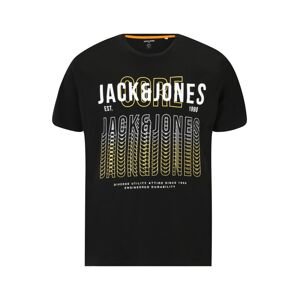 Jack & Jones Plus Tričko 'CYBER'  černá / bílá / žlutá