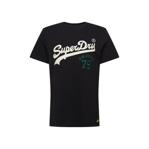 Superdry Tričko béžová / tmavě zelená / černá