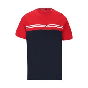 Jack & Jones Plus Tričko 'STEVE'  červená / marine modrá / bílá