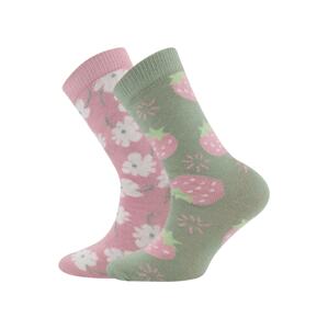 EWERS Ponožky  khaki / světle zelená / světle růžová / bílá