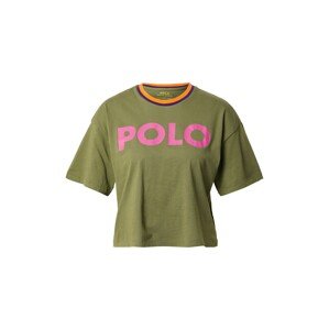 Polo Ralph Lauren Tričko  khaki / tmavě fialová / jasně oranžová / světle růžová