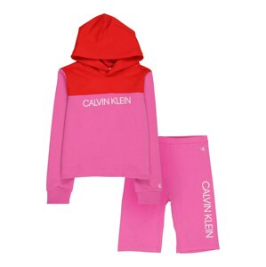 Calvin Klein Jeans Joggingová souprava  pink / bílá / červená